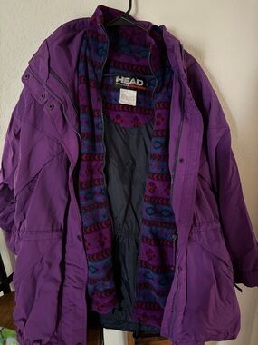 HEAD Purple Winter Jacket with Patterned Fleece Liner